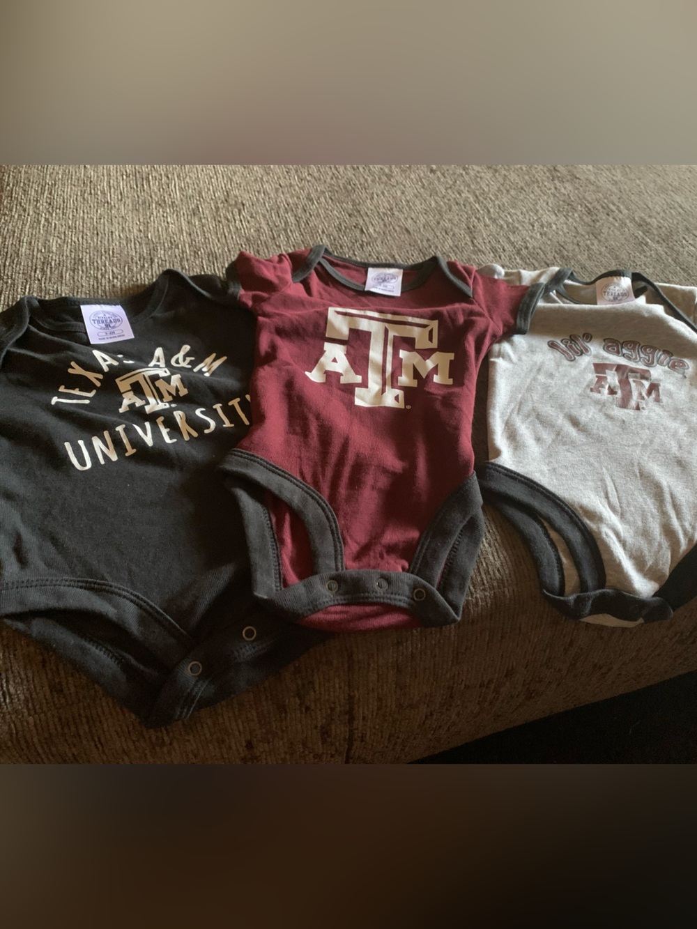 3- Texas A&M University infant bodysuits